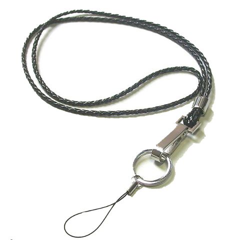 Artkina 編織皮革證件夾頸鍊-黑 /手機吊繩
