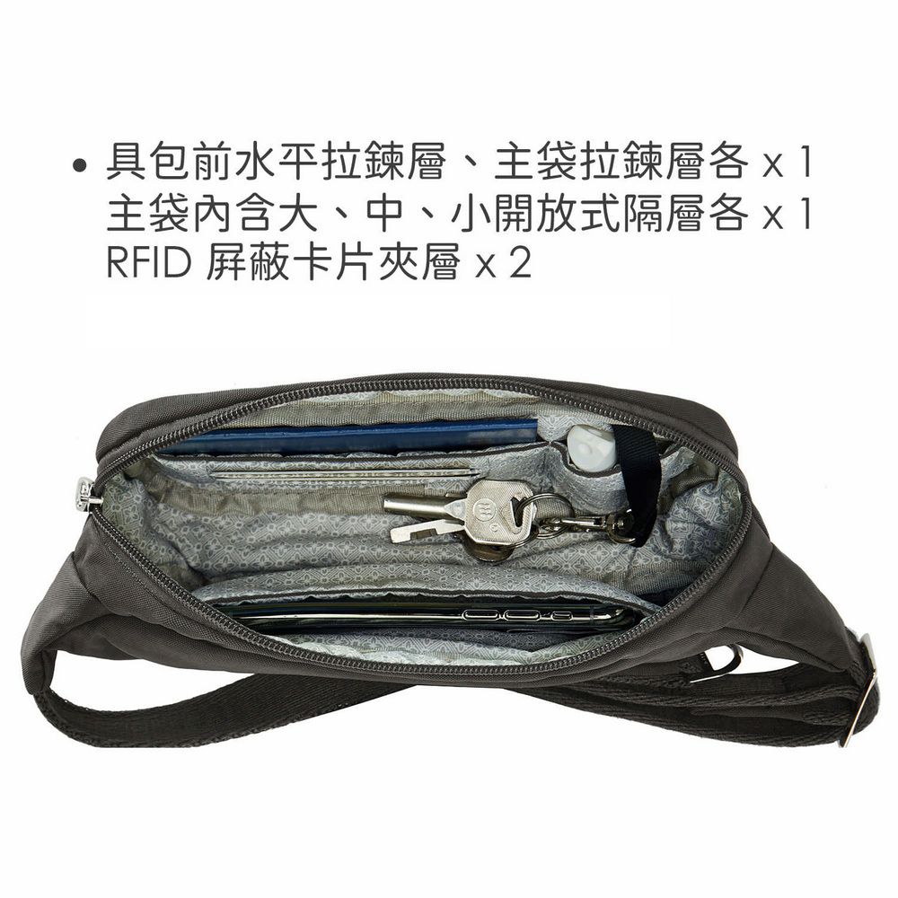 TRAVELON 雙層防盜腰包(灰) | 隨身包 貼身包