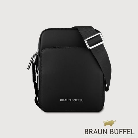 【BRAUN BUFFEL 德國小金牛】台灣總代理 摩森 直式斜背包-黑色/BF562-16-BK