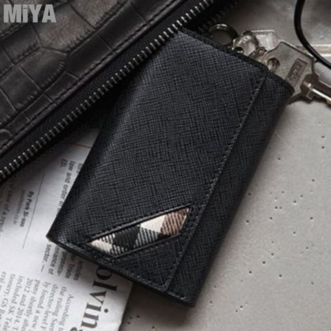 義大利防刮真皮牛皮男用鑰匙包 黑色 MiYA Homen G0849