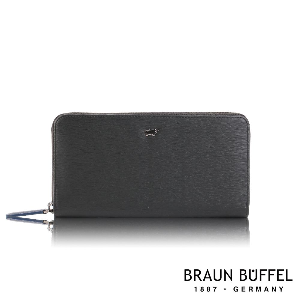 BRAUN BUFFEL 德國小金牛 台灣總代理 波索 12卡拉鍊長夾-黑色/BF386-602-BK