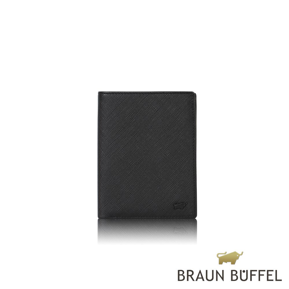 BRAUN BUFFEL 德國小金牛 台灣總代理 洛菲諾P-II 12卡直立中夾-黑色/BF347-359-BK