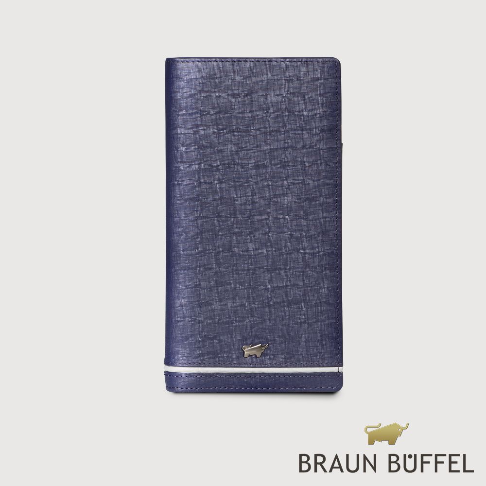 BRAUN BUFFEL 德國小金牛 台灣總代理 維克多-D 15卡長夾-午夜藍/BF512-630-MNB