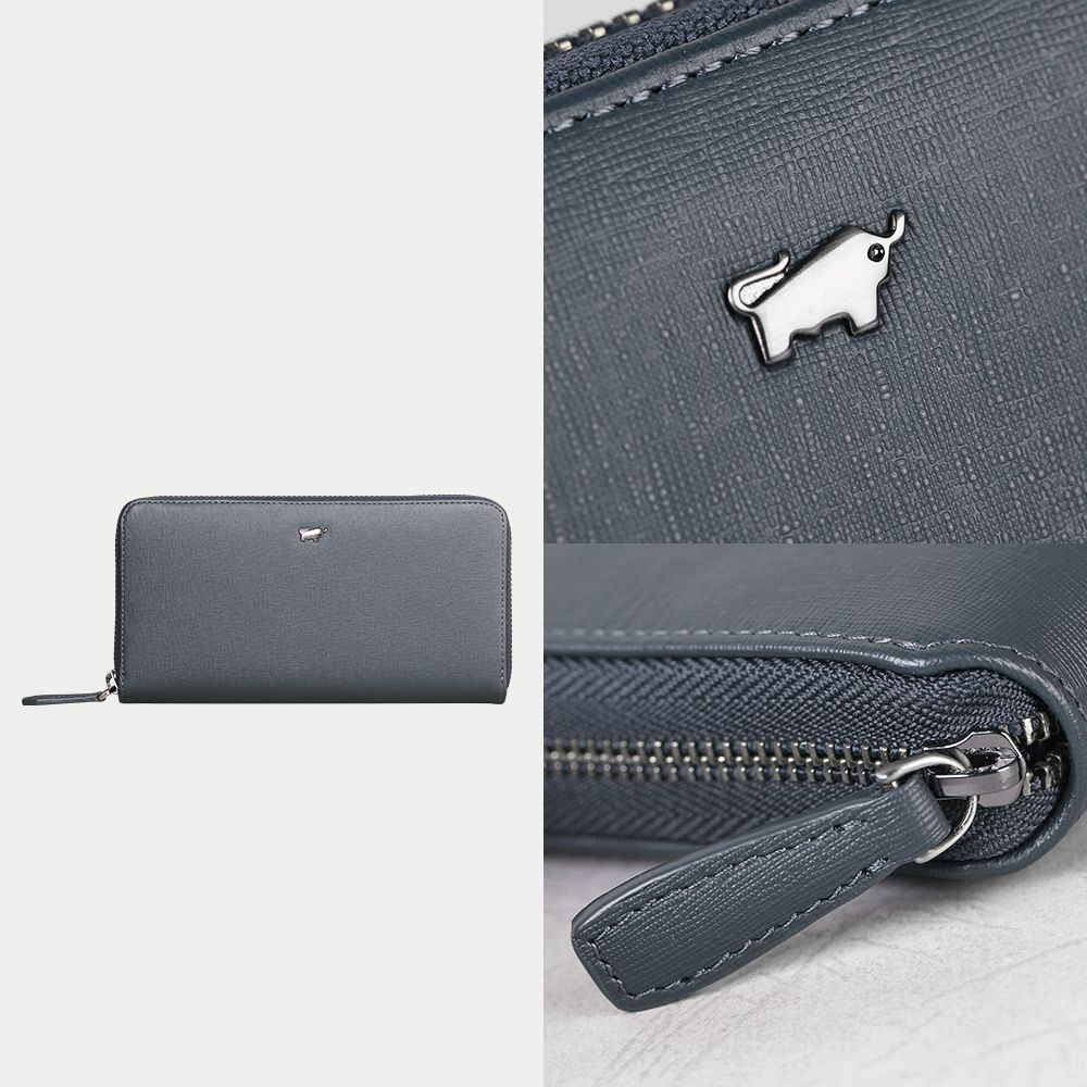 BRAUN BUFFEL 德國小金牛 台灣總代理 瓦拉頓-TW 12卡拉鍊長夾-深藍色/BF537-602-MAR