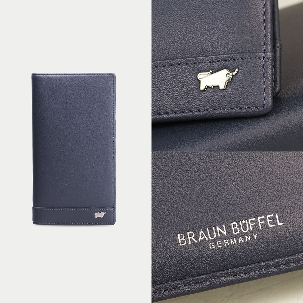 BRAUN BUFFEL 德國小金牛 台灣總代理 威爾 15卡長夾-午夜藍/BF529-631-MNB