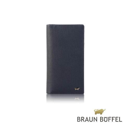 BRAUN BUFFEL 德國小金牛 台灣總代理 戰神 17卡拉鍊零錢袋長夾-藍色/BF378-631-NY