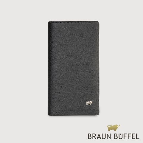 BRAUN BUFFEL 德國小金牛 台灣總代理 巴雷特 14卡兩折長夾-黑色/BF546-631-BK