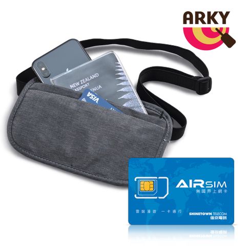 防盜刷 隨身必備ARKY RFID防盜拷貼身收納頸掛/腰包+★無國界上網卡超值組合