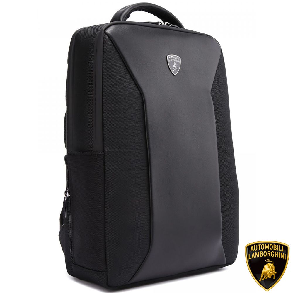 藍寶堅尼 【Automobili Lamborghini】 限量2折 頂級義大利皮革後背包 LBZA00358T 全新專櫃展示品(黑色)