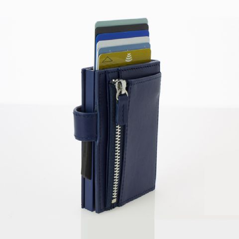 OgonDesigns 法國 OgonDesignsCascade Zipper Wallet SNAP RFID 安全防盜環扣真皮拉鍊三摺錢包