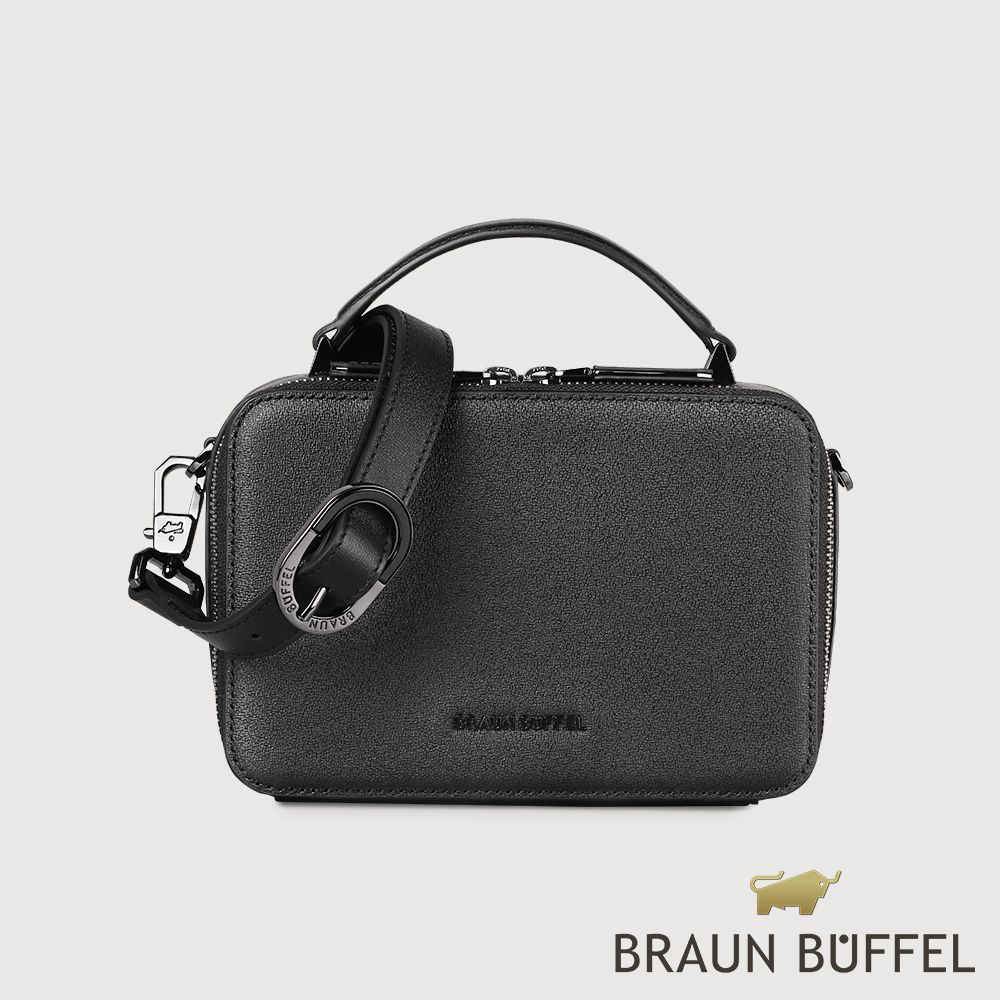 BRAUN BUFFEL 德國小金牛 台灣總代理 蔚藍 斜背包-黑色/BF821-11-BK