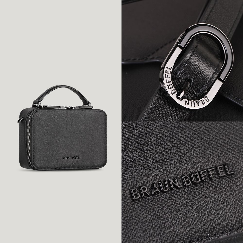 BRAUN BUFFEL 德國小金牛 台灣總代理 蔚藍 斜背包-黑色/BF821-11-BK