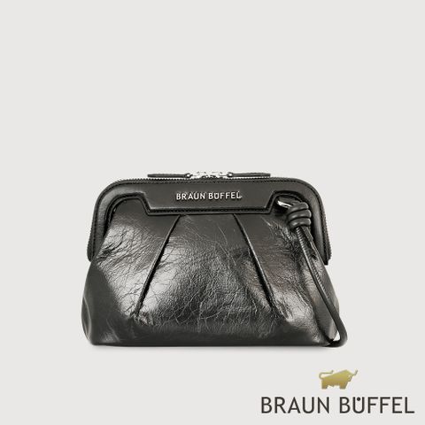 BRAUN BUFFEL 德國小金牛 台灣總代理 安娜格 手拿包-黑/BF827-02-BK