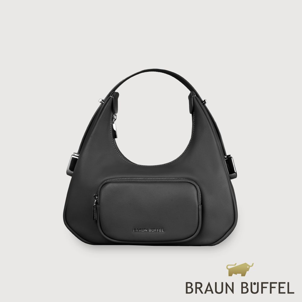 BRAUN BUFFEL 德國小金牛 台灣總代理 瑞雅 大肩包-黑/BF848-27-BK