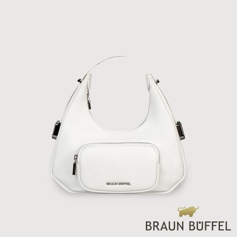 BRAUN BUFFEL 德國小金牛 台灣總代理 瑞雅 大肩包-白/BF848-27-WT