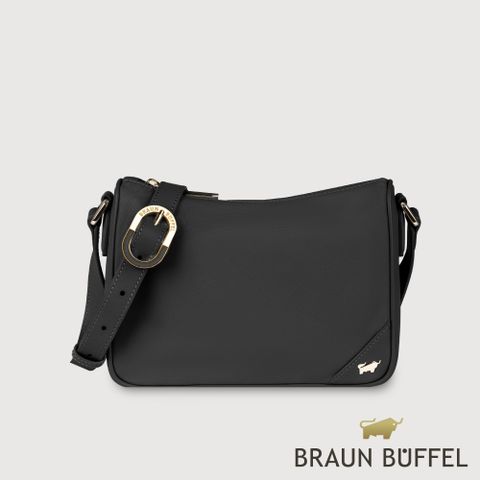 BRAUN BUFFEL 德國小金牛 台灣總代理 瑪普爾 斜背包-黑色/BF837-12-BK