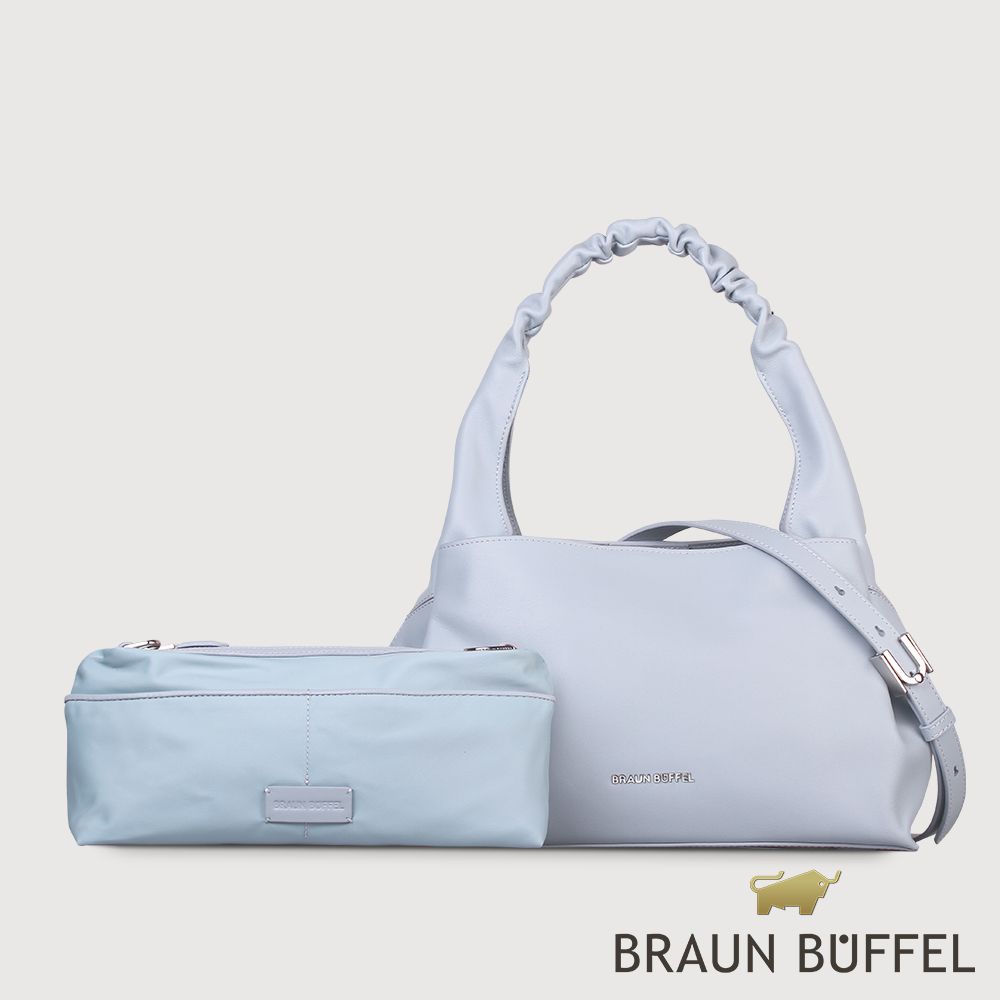 BRAUN BUFFEL 德國小金牛 台灣總代理 薇拉-A 附背帶大肩包-淡藍色/BF850-52-CBL