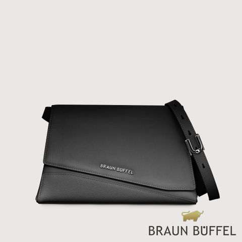 BRAUN BUFFEL 德國小金牛 台灣總代理 阿格瑪 斜背包-黑色/BF826-12-BK