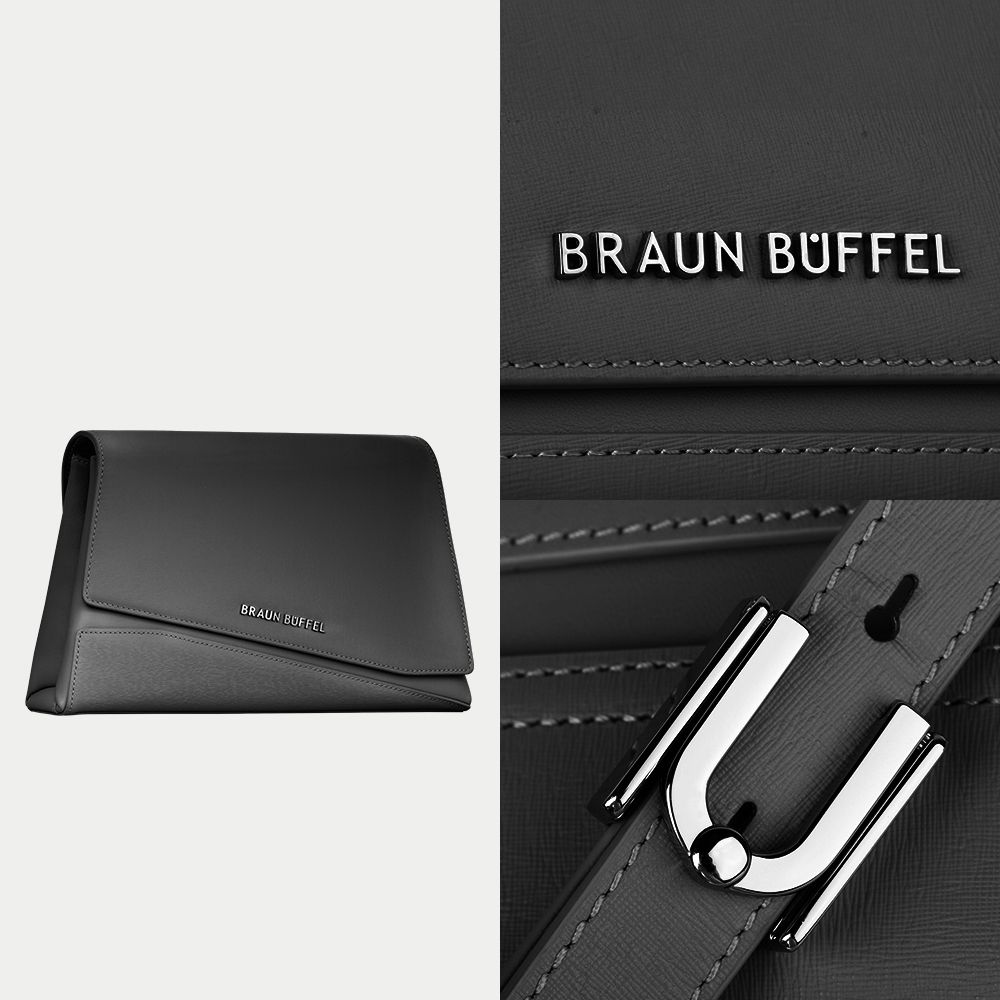 BRAUN BUFFEL 德國小金牛 台灣總代理 阿格瑪 斜背包-黑色/BF826-12-BK