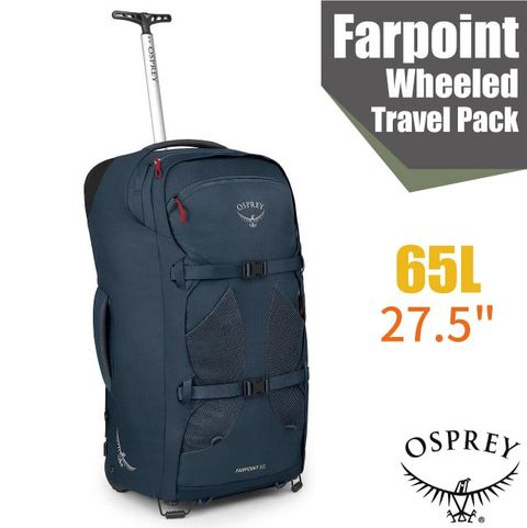 OSPREY Farpoint Wheels 伸縮拉桿拖輪自助旅行背包 65L/27.5吋.登機包.行李袋.行李箱/背帶可隱藏/宇宙藍