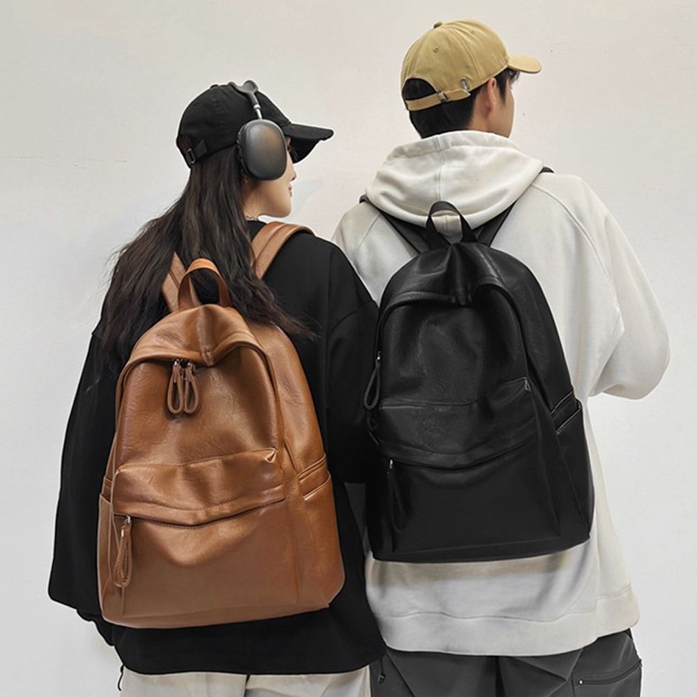 Starshop PU軟皮後背包 通勤雙肩包 大學生書包 男女通用旅行背包 媽媽包 女包（旅行/通勤/出差） 母親節禮物