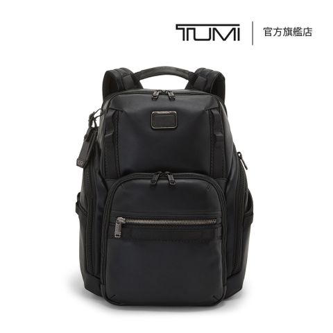 TUMI Alpha Bravo Search 皮革商務後背包 - 黑色