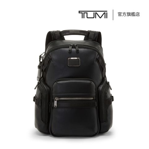 TUMI Alpha Bravo Navigation 皮革質感後背包 - 黑色