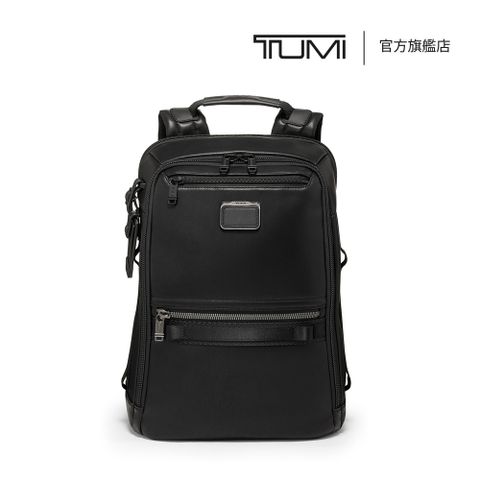 TUMI Alpha Bravo Dynamic 皮革商務休閒背包 - 黑色