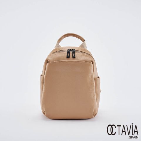 OCTAVIA8 真皮- 童心粉彩系列 小型牛皮後背包 - 迷你奶杏