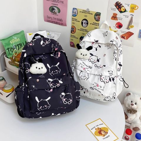 Starshop 日系小狗印花輕量雙肩包 學院風背包