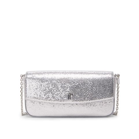 BELDEN SLG 鏈帶斜背皮革錢包 - 金屬銀