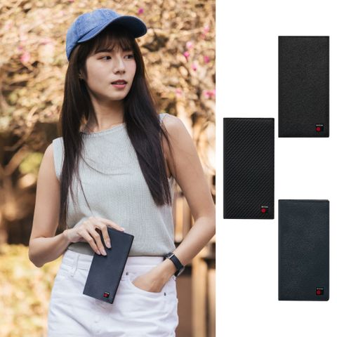 Knirps 德國紅點 T.Series RFID 6卡鈔票長夾-十字紋藍款