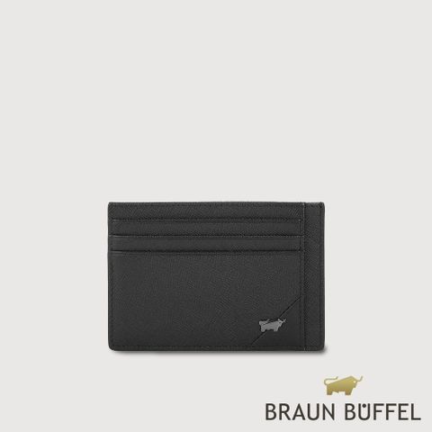 【BRAUN BUFFEL 德國小金牛】台灣總代理 加利恩-A 6卡卡夾-黑色/BF561-151-BK
