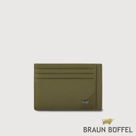 【BRAUN BUFFEL 德國小金牛】台灣總代理 加利恩-A 6卡卡夾-橄欖綠/BF561-151-MIO
