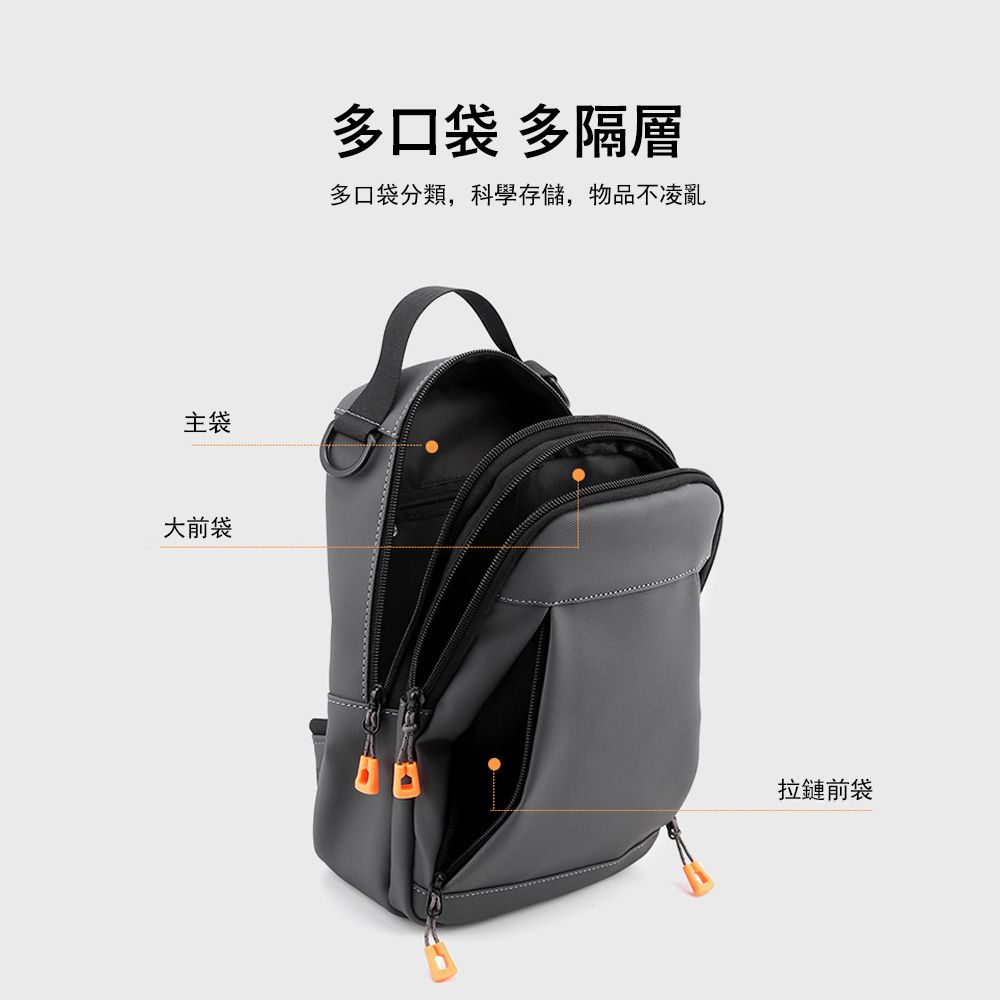 Kyhome 休閒男士斜背包反光胸包 USB充電側背包 輕便潮流單肩包《多種背法/USB孔位/防潑水面料》