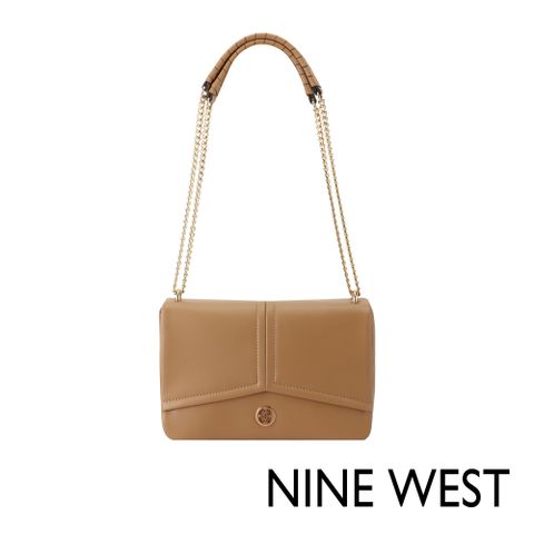 NINE WEST ERINA 幾何縫衍鍊帶斜背包-質感咖(147021)