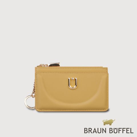 【BRAUN BUFFEL德國小金牛】台灣總代理 艾拉娜系列拉鍊零錢袋卡夾-淺棕色/BF846-145-CR