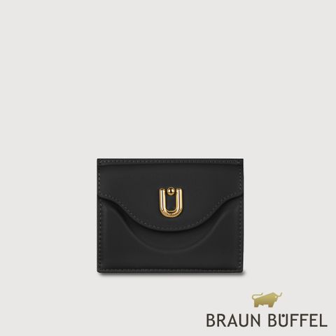 【BRAUN BUFFEL德國小金牛】台灣總代理 艾拉娜系列3卡卡夾-黑色/BF846-154-BK
