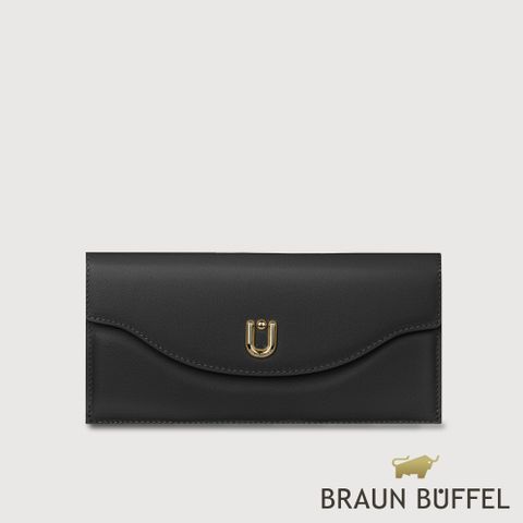 【BRAUN BUFFEL德國小金牛】台灣總代理 艾拉娜系列12卡兩折長夾-黑色/BF846-621-BK