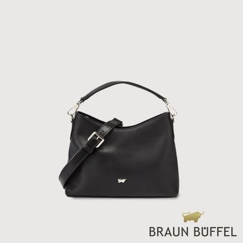 【BRAUN BUFFEL德國小金牛】台灣總代理  蘿拉-M 小斜背包-黑色/BF855-25-BK