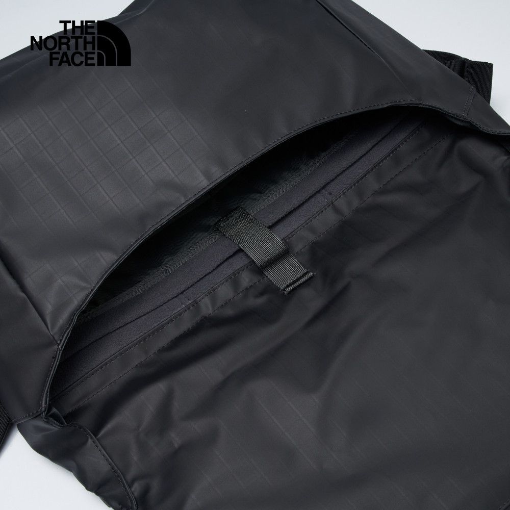 The North Face 北面 男女款黑色耐磨翻蓋設計休閒單肩包｜81DP53R 斜背包