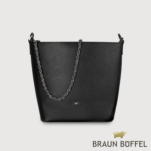 【BRAUN BUFFEL德國小金牛】台灣總代理 莎蔻拉-A 水桶包-黑色/BF857-30-BK