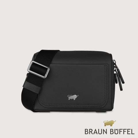 【BRAUN BUFFEL 德國小金牛】台灣總代理 斯杜迪歐 斜背包-黑色/BF566-60-BK