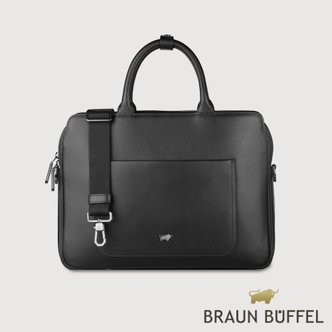 【BRAUN BUFFEL 德國小金牛】台灣總代理 斯杜迪歐 公事包-黑色/BF566-65-BK