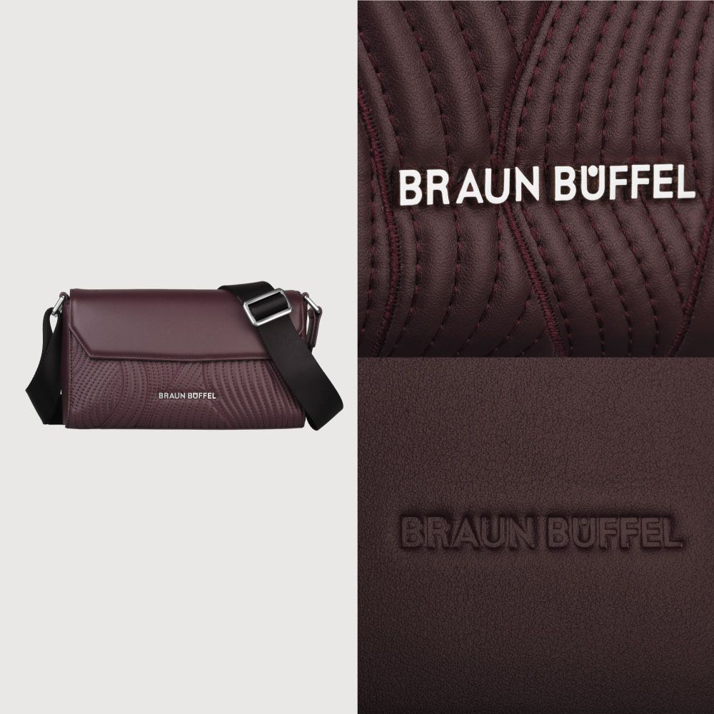 BRAUN BUFFEL 德國小金牛 台灣總代理 布魯斯 斜背包-酒紅色/BF547-61-CGP