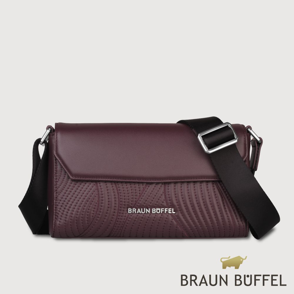 BRAUN BUFFEL 德國小金牛 台灣總代理 布魯斯 斜背包-酒紅色/BF547-61-CGP