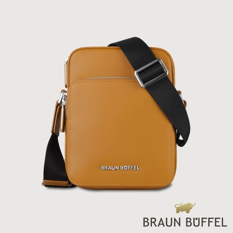 【BRAUN BUFFEL 德國小金牛】台灣總代理 摩森 直式斜背包-淺棕色/BF562-16-CS