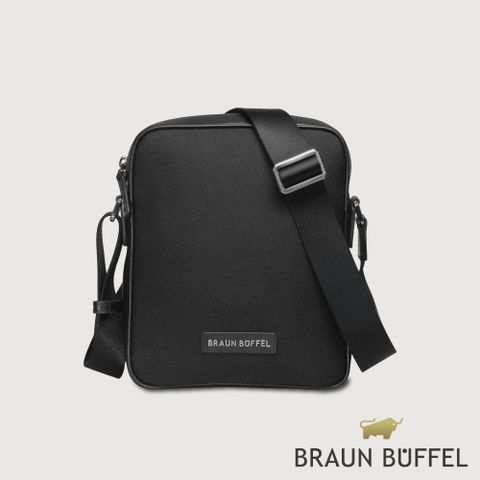 BRAUN BUFFEL 德國小金牛 台灣總代理 韋斯 直式斜背包-黑色/BF515-17-BK
