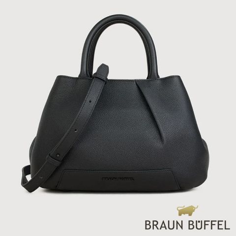 【BRAUN BUFFEL德國小金牛】台灣總代理 安娜格-C 手提包-黑色/BF859-57-BK