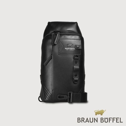 【BRAUN BUFFEL 德國小金牛】台灣總代理 海波-3 胸包-黑色/BF507-22-BK
